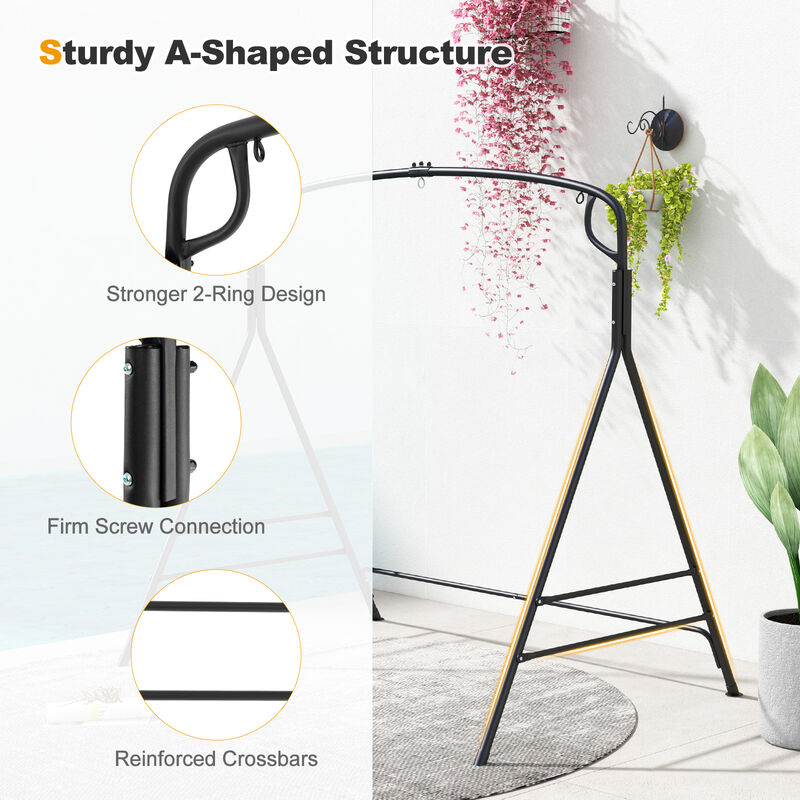 Black Outdoor Metal Swing Frame with Additional Side Bars image number 3