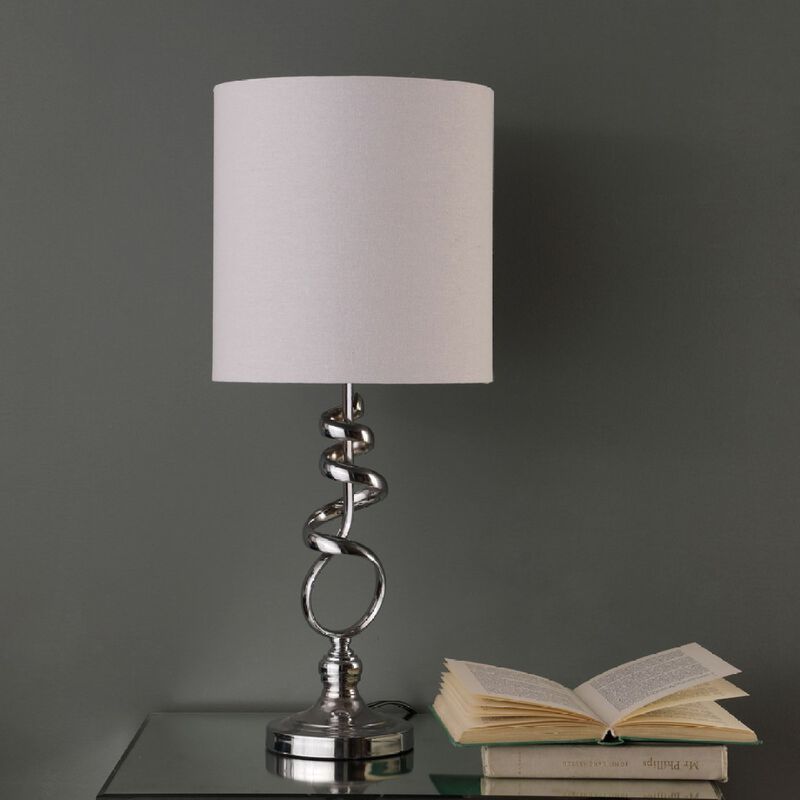 Streamdale 21.5-Inch Milo Abstract Brushed Silver Metal Table Lamp