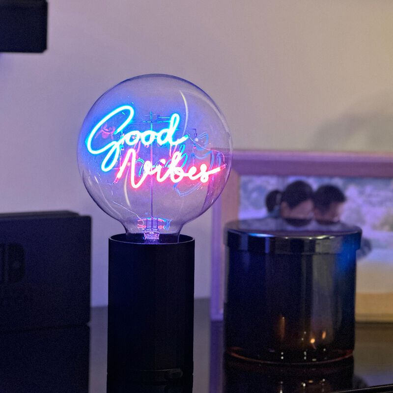 Bulb GOOD VIBES Blue/ Red with Base Table Lamp PORTABLE Pop image number 4