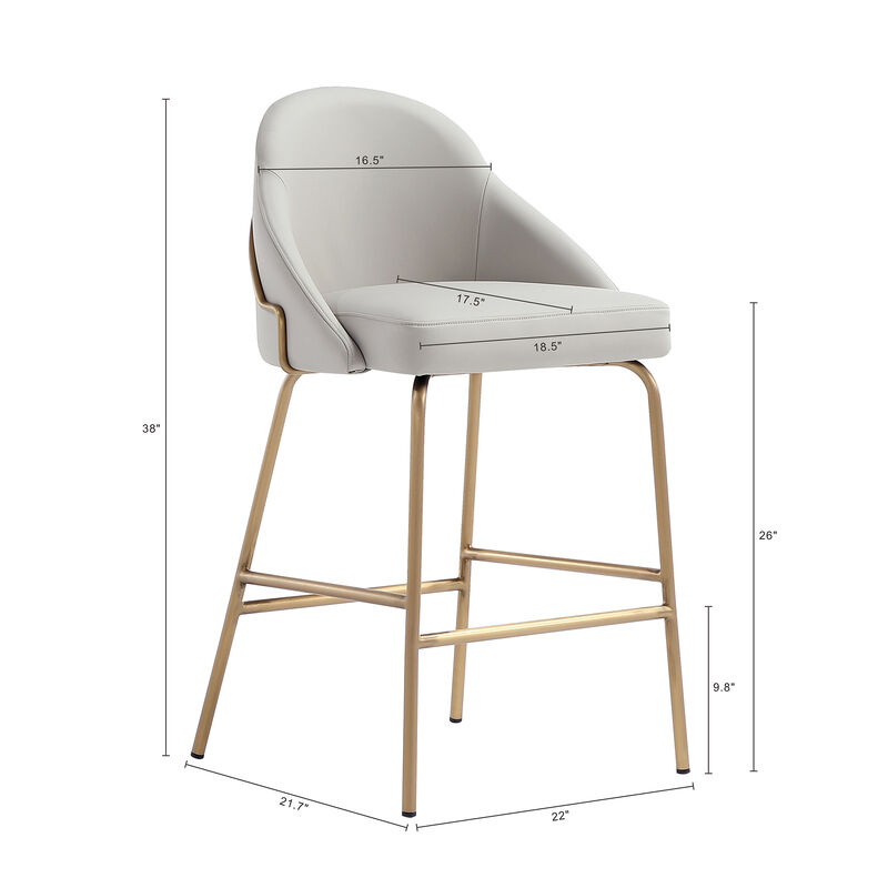 Gracie Counter Stool in Gray and Gold