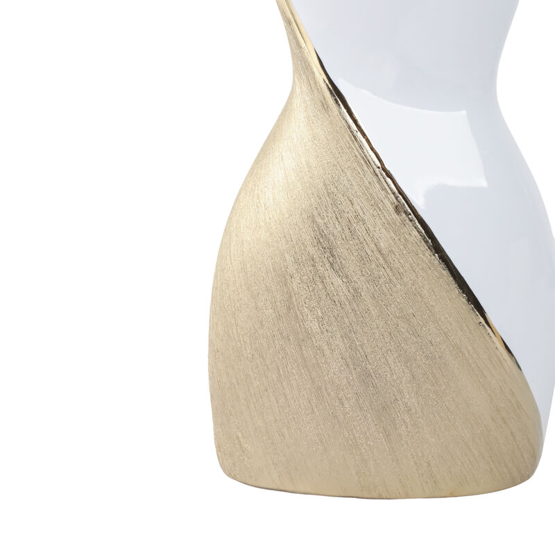 16" Twisted Vase, White/gold image number 3