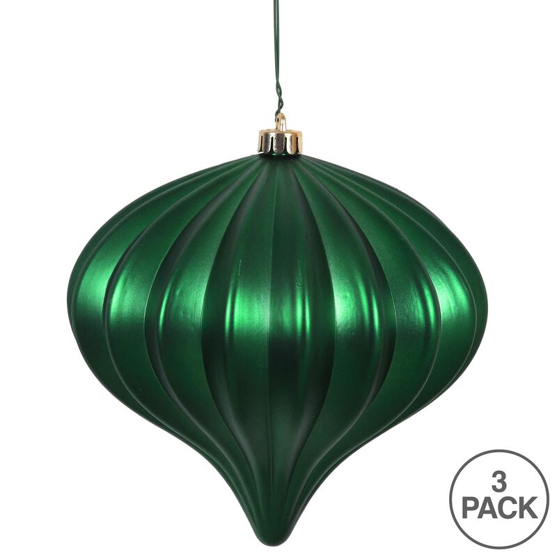 Vickerman 5.7" Emerald Matte Onion Christmas Ornament, UV Treated, Set of 3 image number 4