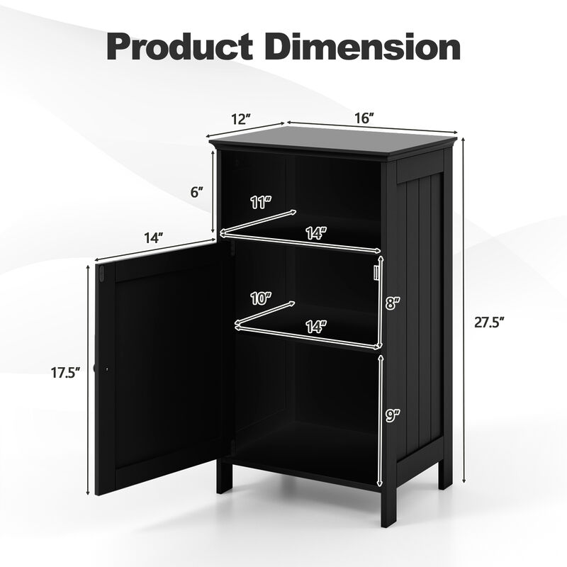 Bathroom Freestanding  Adjustable Shelf Floor Storage Cabinet