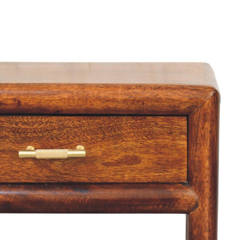 HomeRoots 20" Chestnut Solid Wood Square One Drawer Nightstand image number 4