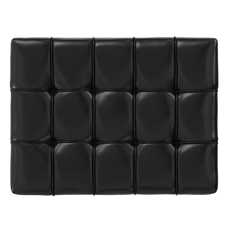 Mariah 34 inch Wide Contemporary Rectangle Coffee Table Storage Ottoman in Midnight Black  PU Black faux leather, Assembled image number 5