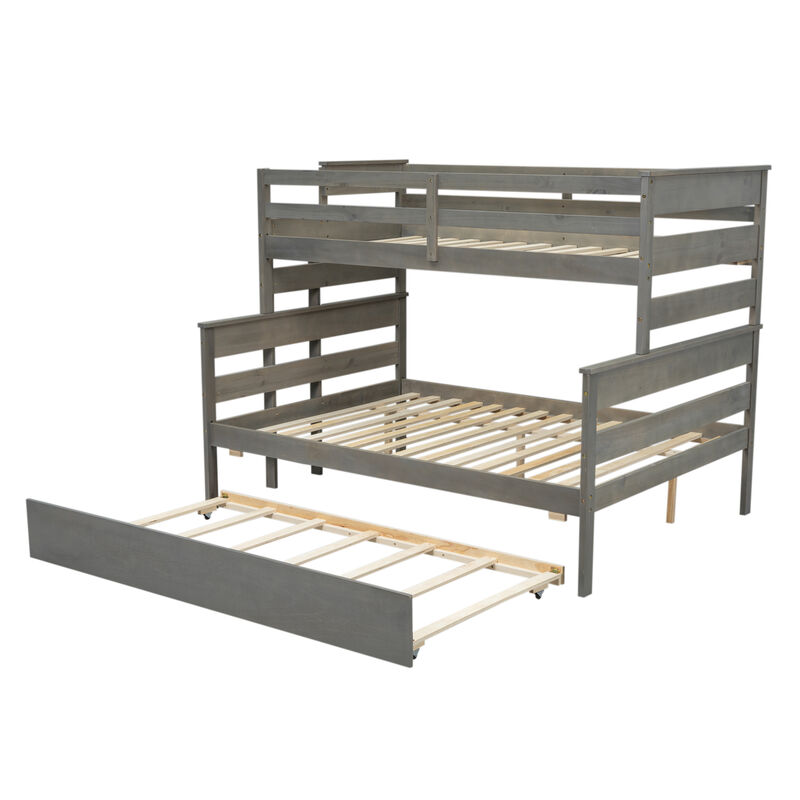Whisen Wood Twin over Full Bunk Bed with Twin Size Trundle image number 7