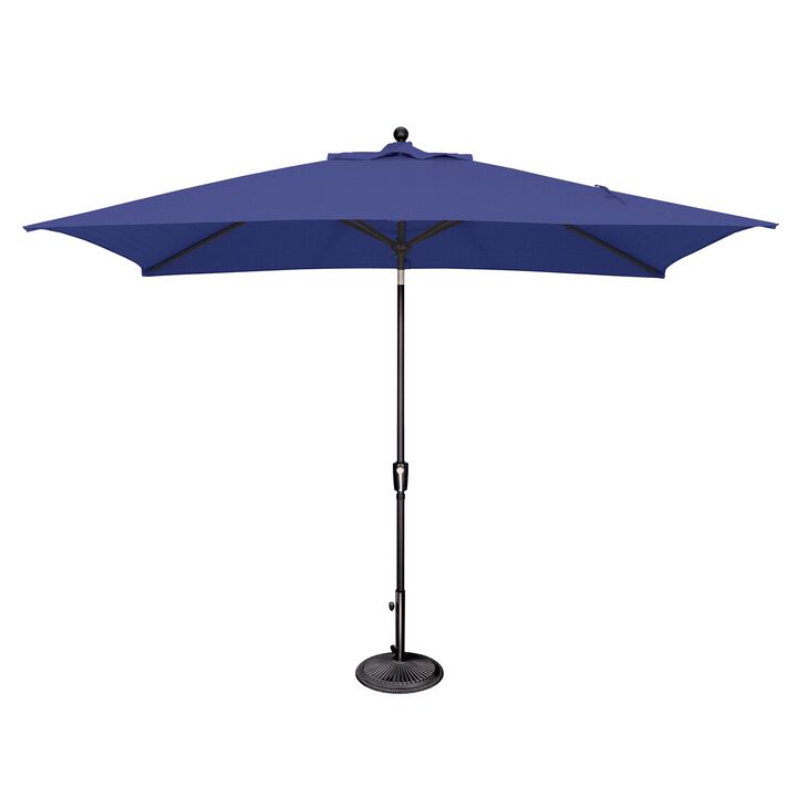 Mondawe 6.6FTx10FT Solefin Rectangle Patio Umbrella with Push-Button Tilt, Black Frame