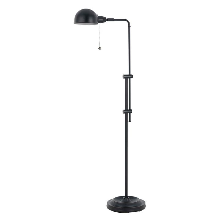Adjustable Height Metal Pharmacy Lamp with Pull Chain Switch, Black-Benzara