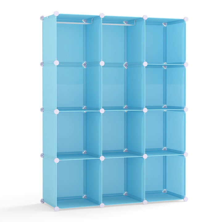 10-Cube Modular Baby Wardrobe with Hanging Rod and Storage Shelves
