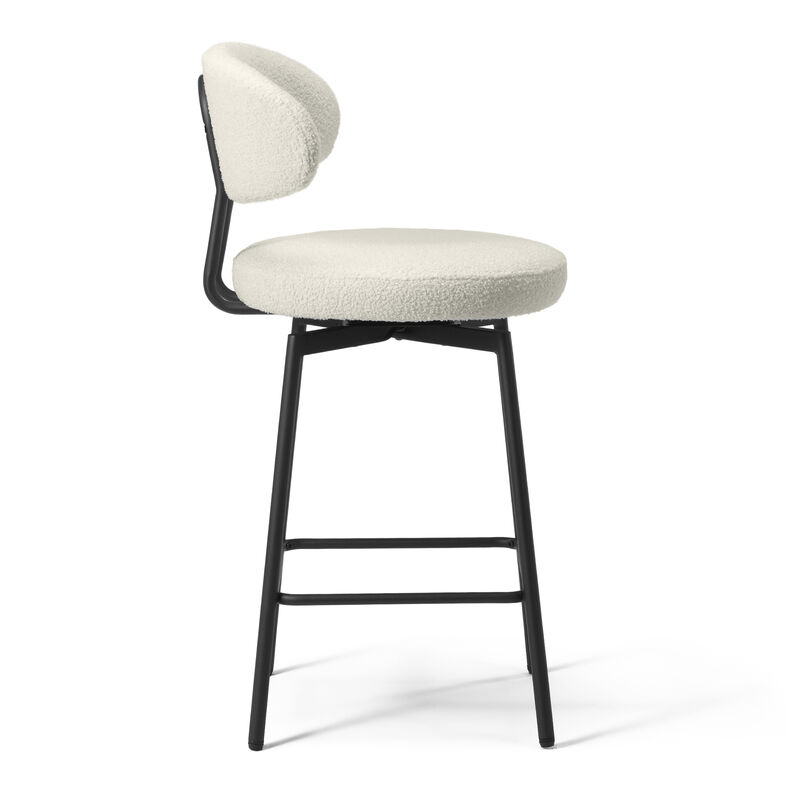 WestinTrends Modern Upholstered Sherpa Fabric Counter Height Bar Stools with Back (Set of 2) image number 3
