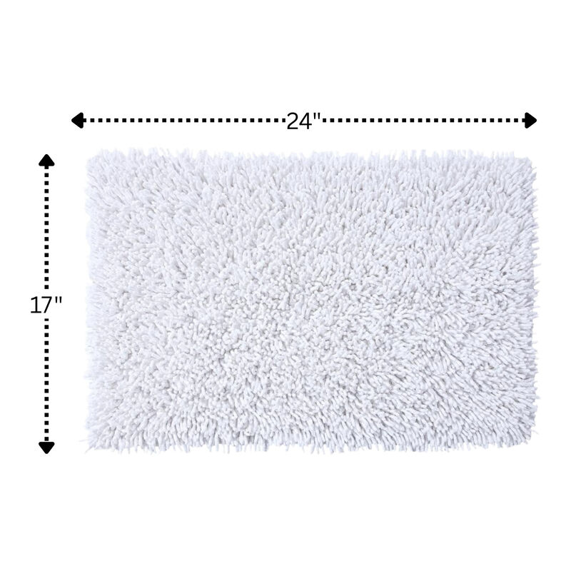Knightsbridge Chenille Shaggy 220 GSF Non Skid Back Bath Rug 17 x 24 - White