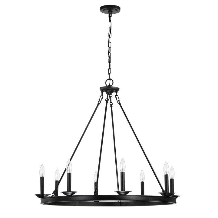 Ester Antique Black 8-Light Metal Round Chandelier