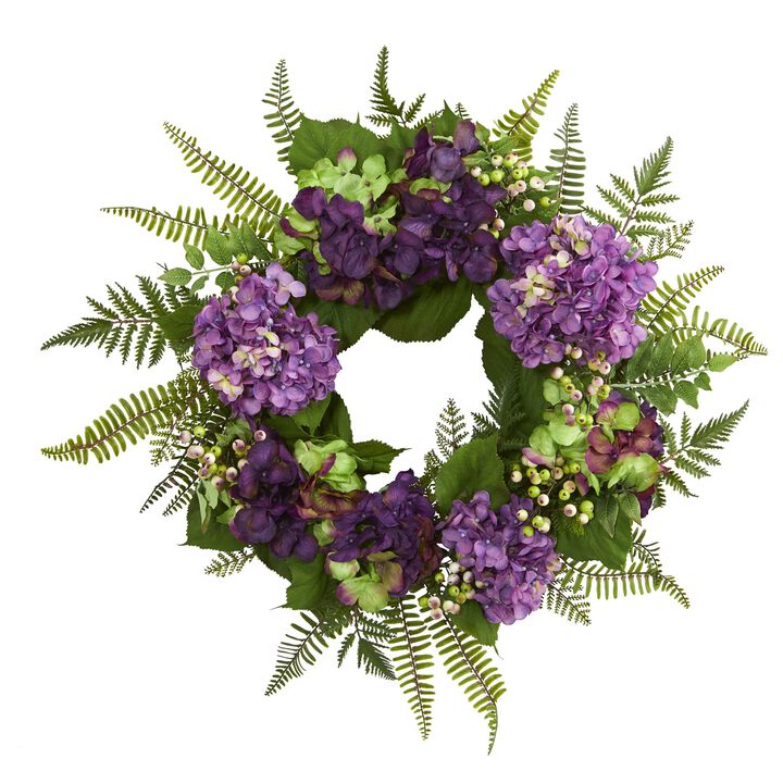 HomPlanti 24" Hydrangea Berry Wreath - Purple