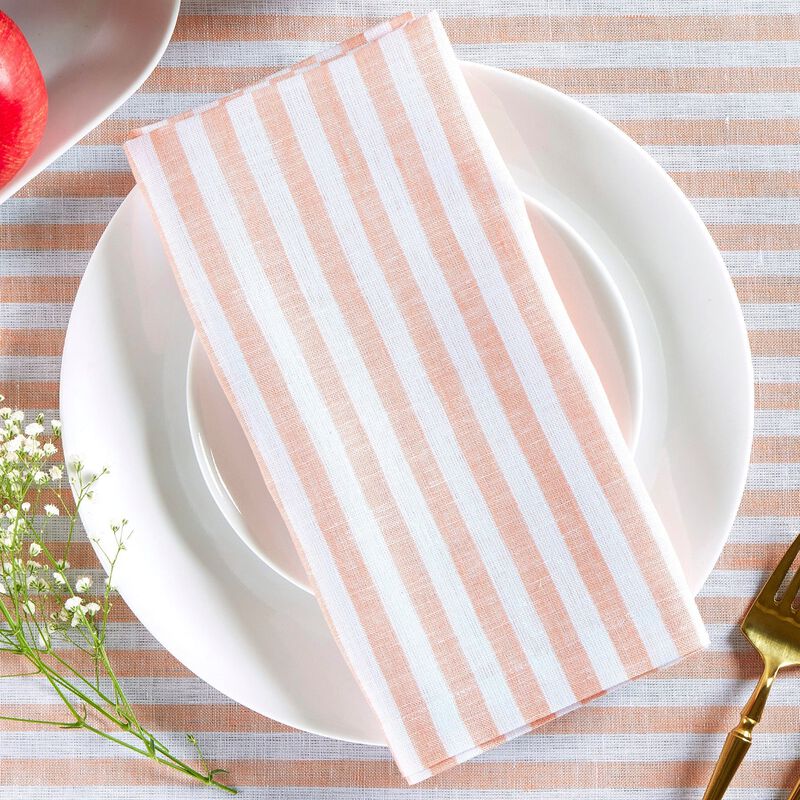 Christmas Linen Dinner Napkins 20 x 20 in Set of 4 - Amalfi Stripe, Solino Home