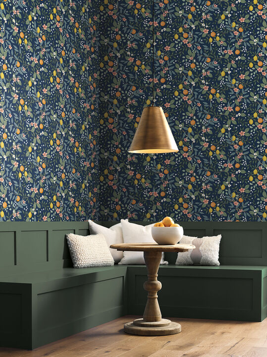 Citrus Grove Navy Peel & Stick Wallpaper