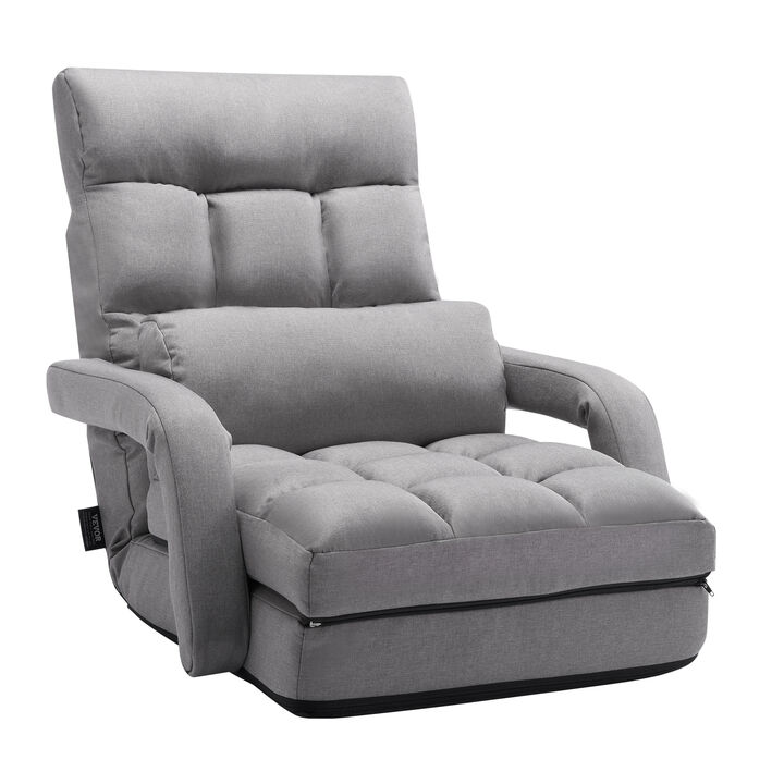 VEVOR Floor Chair with 5 Adjustable Position and Armrest Floor Gaming Chair Gray