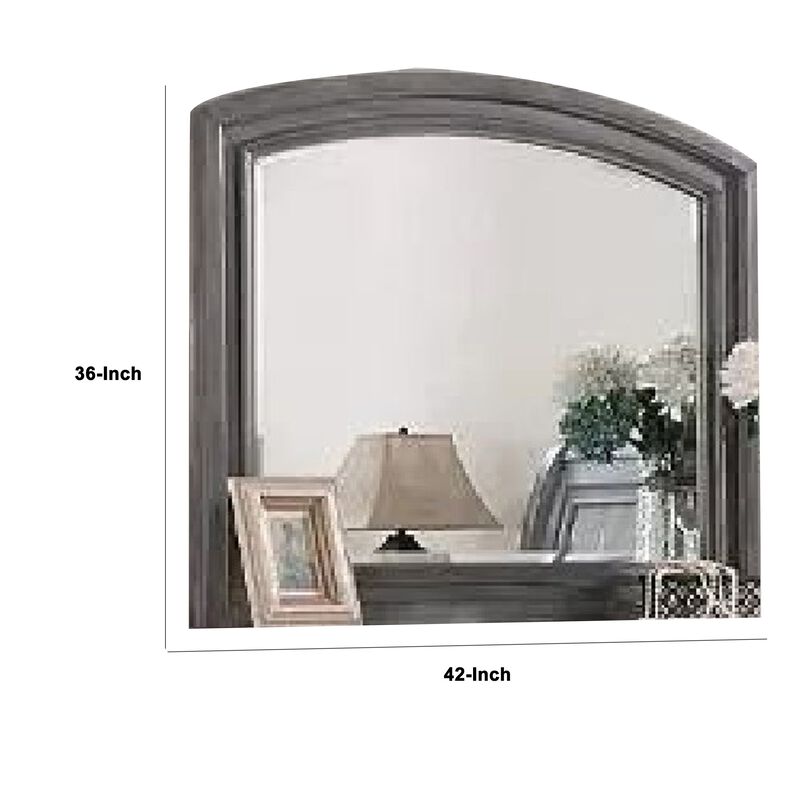 Dresser Mirror, Gray Pine Wood Frame, Farmhouse Carved Details 36x42 image number 5
