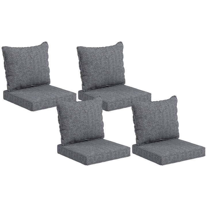 Outsunny 8-Piece Patio Chair Cushion and Back Pillow Set, Seat Replacement Patio, Cushions Set for Outdoor Garden Furniture, Gray