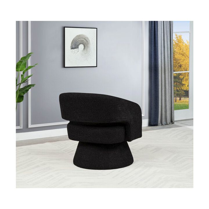 Best Quality Furniture Black Boucle Swivel Accent Barrel Chair