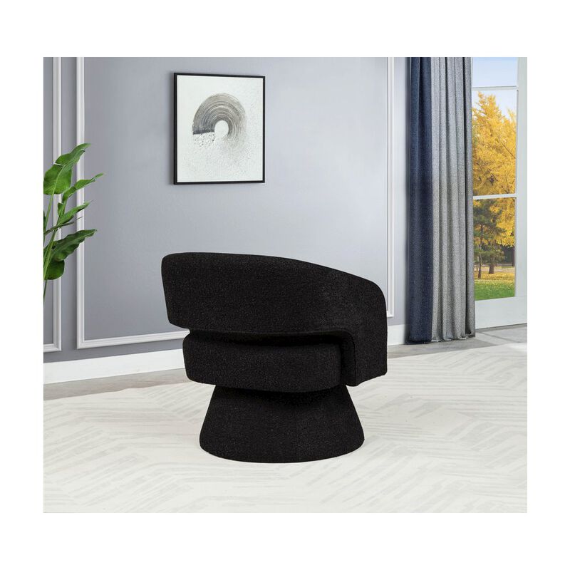 Best Quality Furniture Black Boucle Swivel Accent Barrel Chair