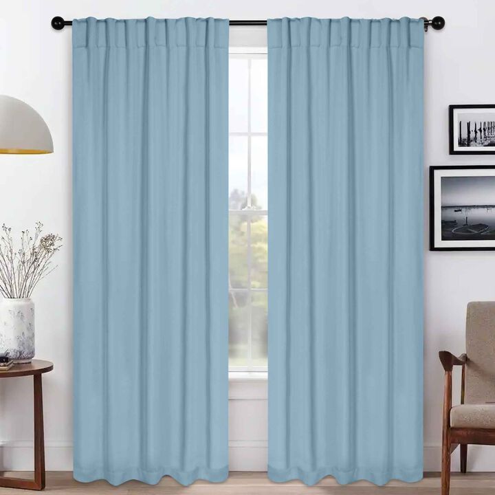 Blackout Window Curtains Set of 2 Solid Room Darkening Back Tab Panels