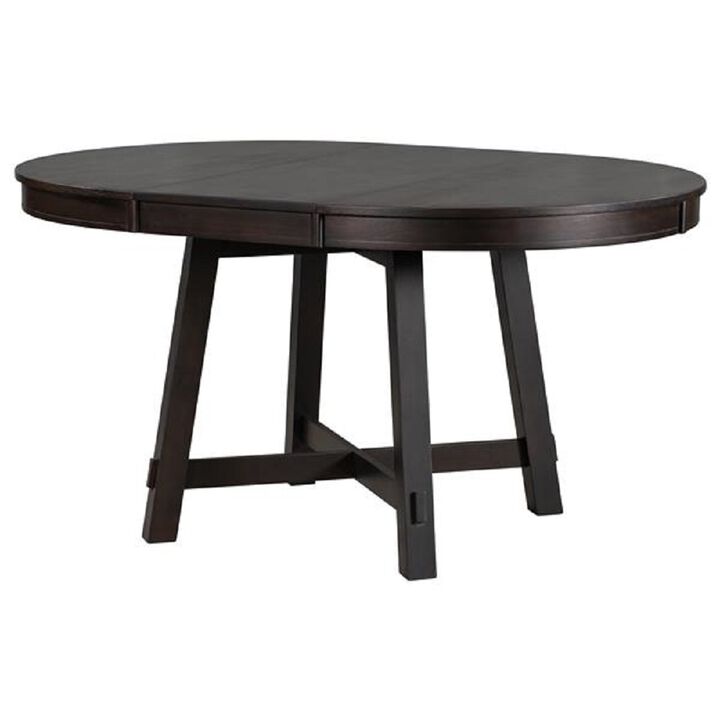 Round Extendable Dining Table, Farmhouse Wood Kitchen Table