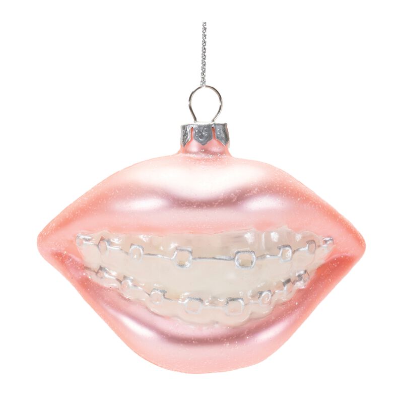 Braces-Themed Glass Ornaments &ndash; Set of 12 Holiday Decorations for Dentist Offices, Gifts, or Whimsical Trees