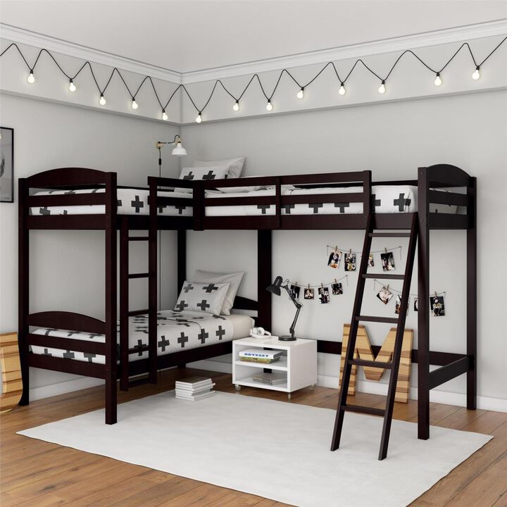 Dorel Living  DHP Clearwater Triple Wood Bunk Bed Twin Size Beds