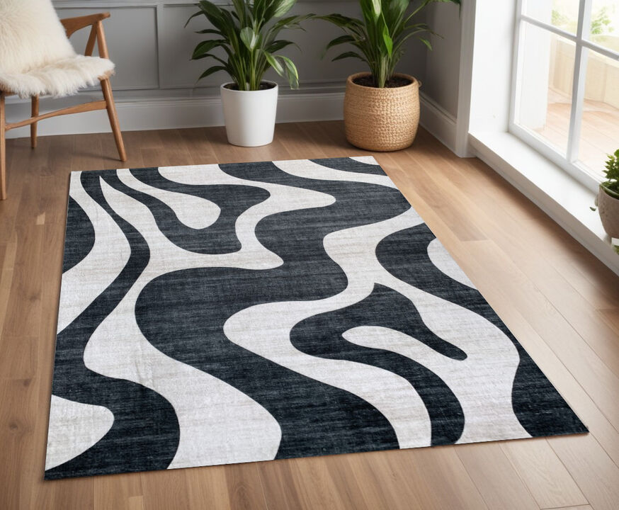 HomeRoots Zebra Print Area Rug