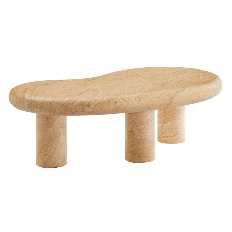 Elowen Indoor - Outdoor Patio Textured Faux Travertine Coffee Table image number 5