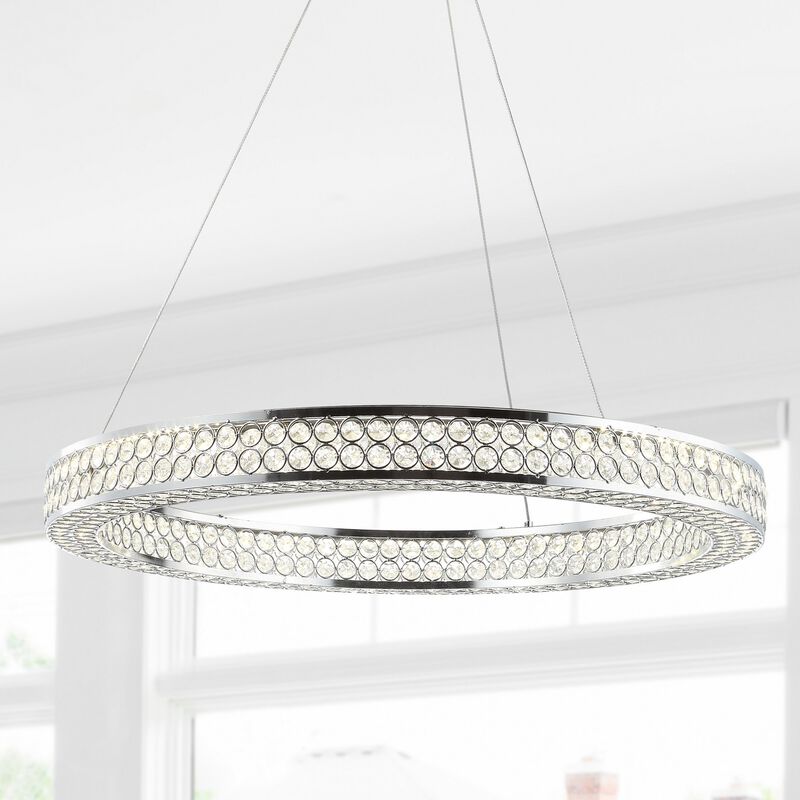 Benton 24.7" Round Integrated LED Crystal/Metal Pendant