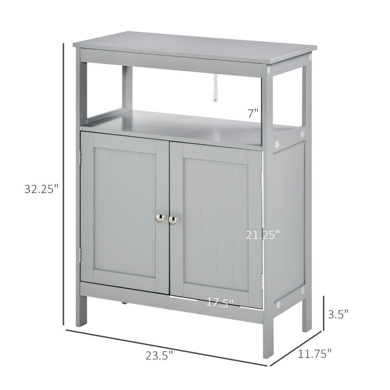Grey Bathroom Storage: Wooden Cabinet with Double Doors