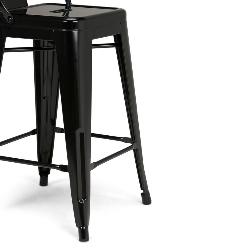 Rayne Industrial Metal 24 inch Counter Height Stool (Set of 2) in Black