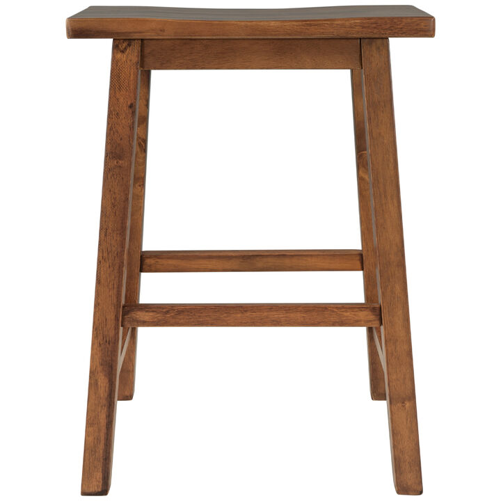 Farmhouse Rustic 2-piece Counter Height Wood Kitchen Dining Stools for Small Places, Walnut