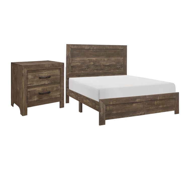 Bedroom Set, Panel Design, 2-Piece Set with Bed and Nightstand