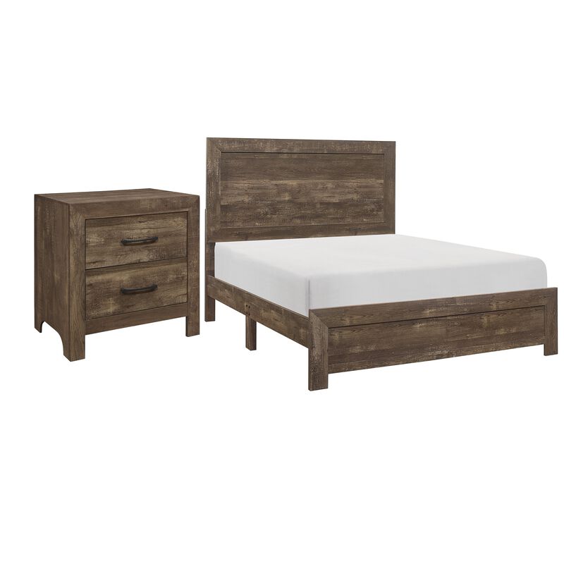 Bedroom Set, Panel Design, 2-Piece Set with Bed and Nightstand image number 0