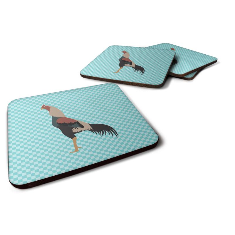 Caroline's Treasures Kulang Chicken Blue Check Decorative coasters, 3.5, Multicolor