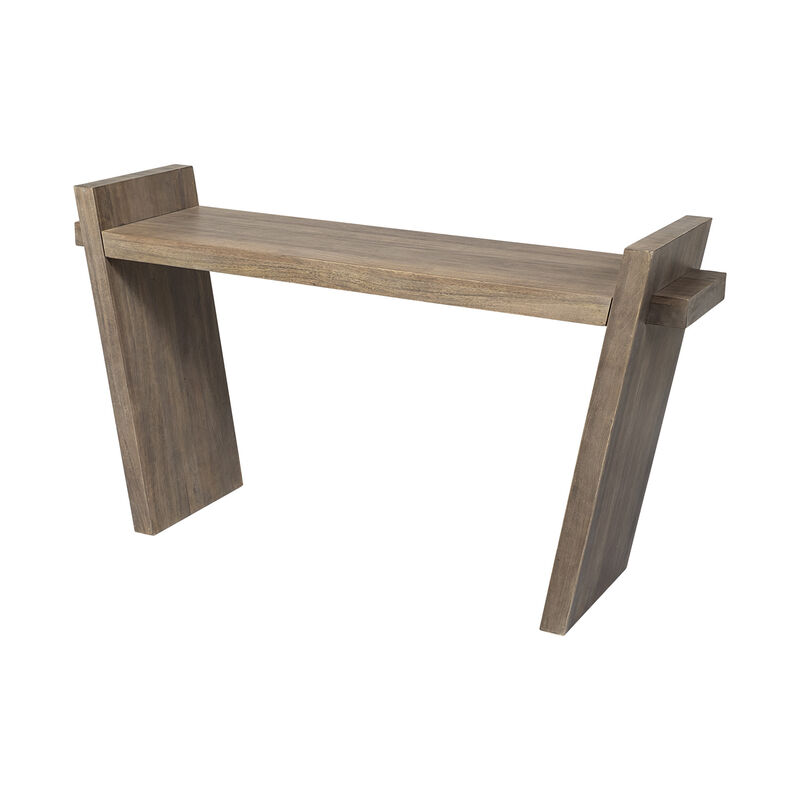 HomeRoots 60" Brown Solid Wood Slanted Base Console Table image number 2