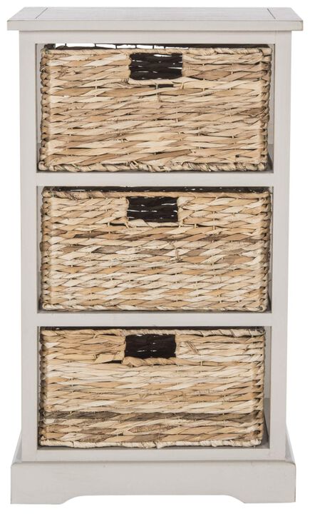 SAFAVIEH American Homes Collection Halle Distressed Black 3 Wicker Basket Storage Side Table