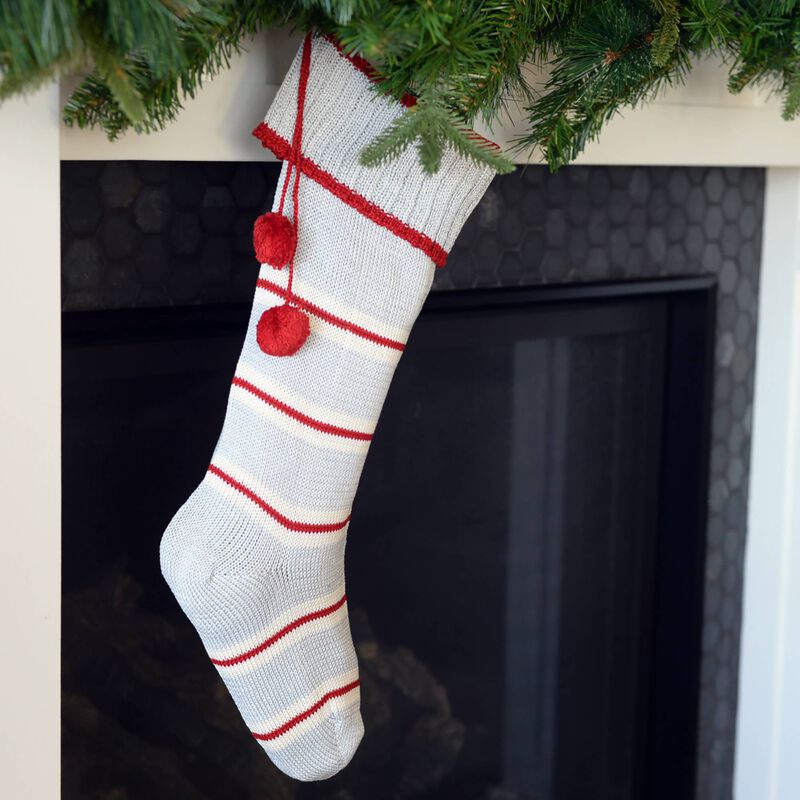 Thin Striped Rib-Cuff Stocking - Grey image number 2