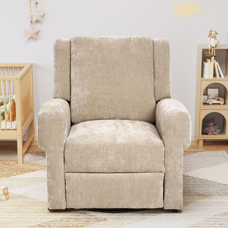 Merax Manual Swivel Rocker Chenille Recliner Chair with Dual Recline Positions image number 2
