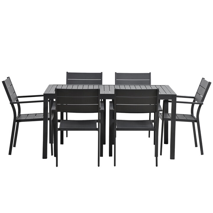 Outdoor Indoor Dining Table 59"L x 36.61"W Rectangle Aluminum Dining Table for Patio Garden Kitchen