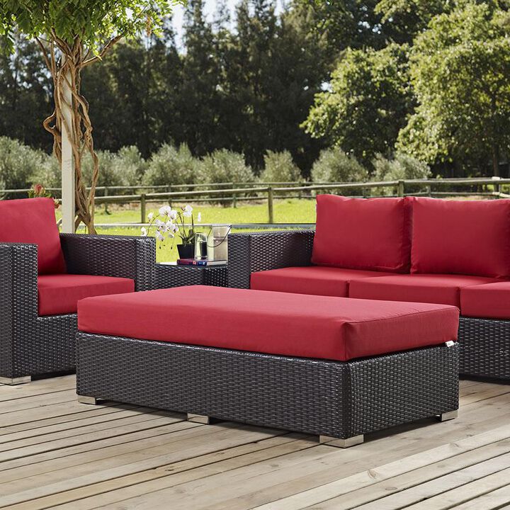 Convene Outdoor Patio Fabric Rectangle Ottoman