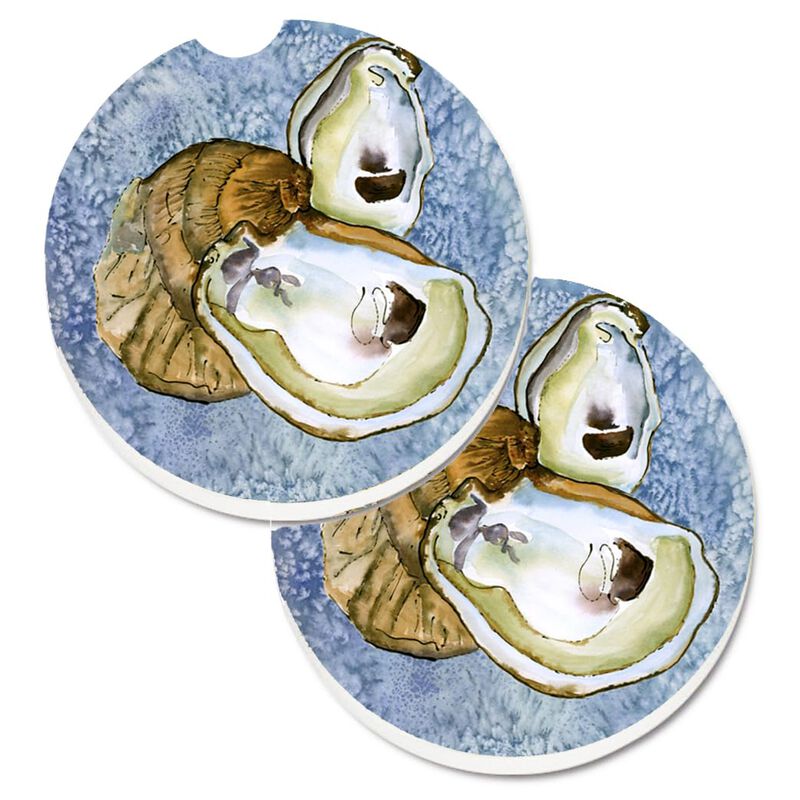 Caroline's Treasures Oyster Set of 2 Cup Holder Car Coasters 8152CARC, 2.56, Multicolor image number 0