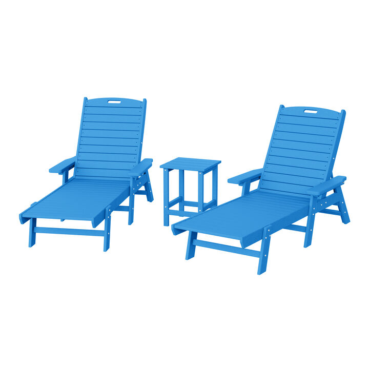 WestinTrends Poly Reclining Chaise Lounge Set With Table