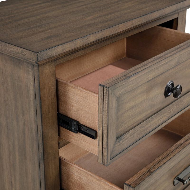 New Classic Furniture Mariana Wood 2-Drawer Nightstand, Vintage Mocha