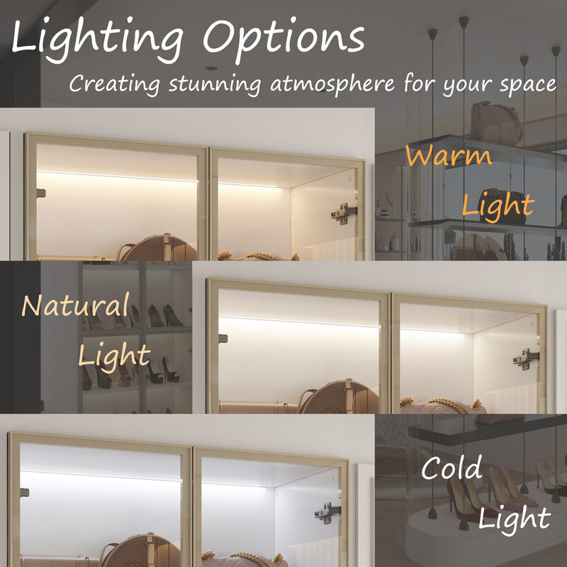 FUFU&GAGA Tall Wardrobe with Glass Doors and Adjustable Shelves for Closet or Wardrobe Room (31.5" W x 14.2" D x 78.7" H) White