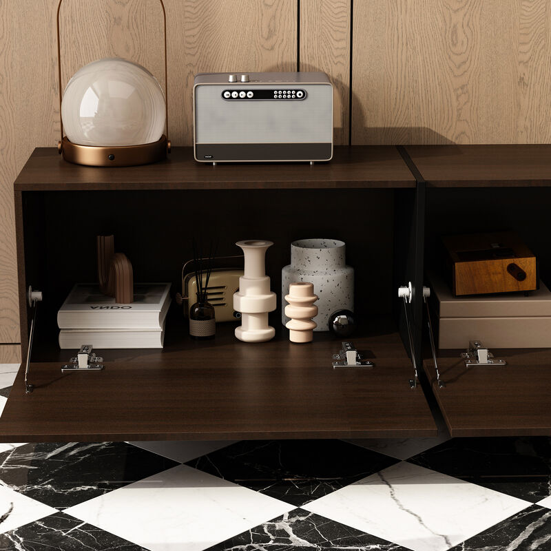 FUFU&GAGA Modern/Contemporary Dark Brown Tv Stand Integrated Tv Mount (Accommodates TVs more than 70-in),Brown