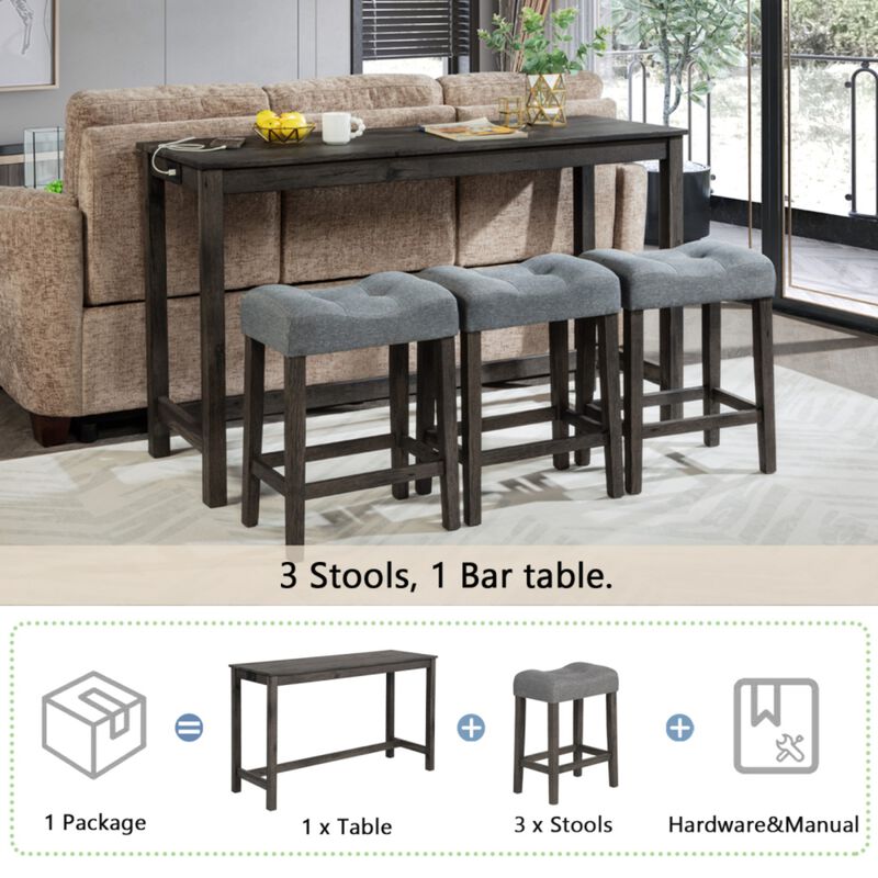 Kepfuf 4‑Piece Farmhouse Bar Table Set image number 6