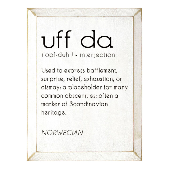 Uff Da Definition Wooden Wall Sign Scandinavian Farmhouse Decor